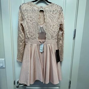 Bebe Backless Lace Fit and Flare Dress